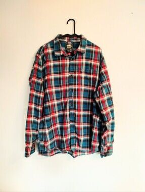 Roots Men's Plaid Button-Down Shirt - Red, Blue & Whiter XXL